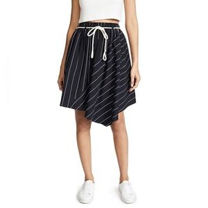 Vince Striped Asymmetrical Rope Tie Skirt Black White Pinstripes size xs
